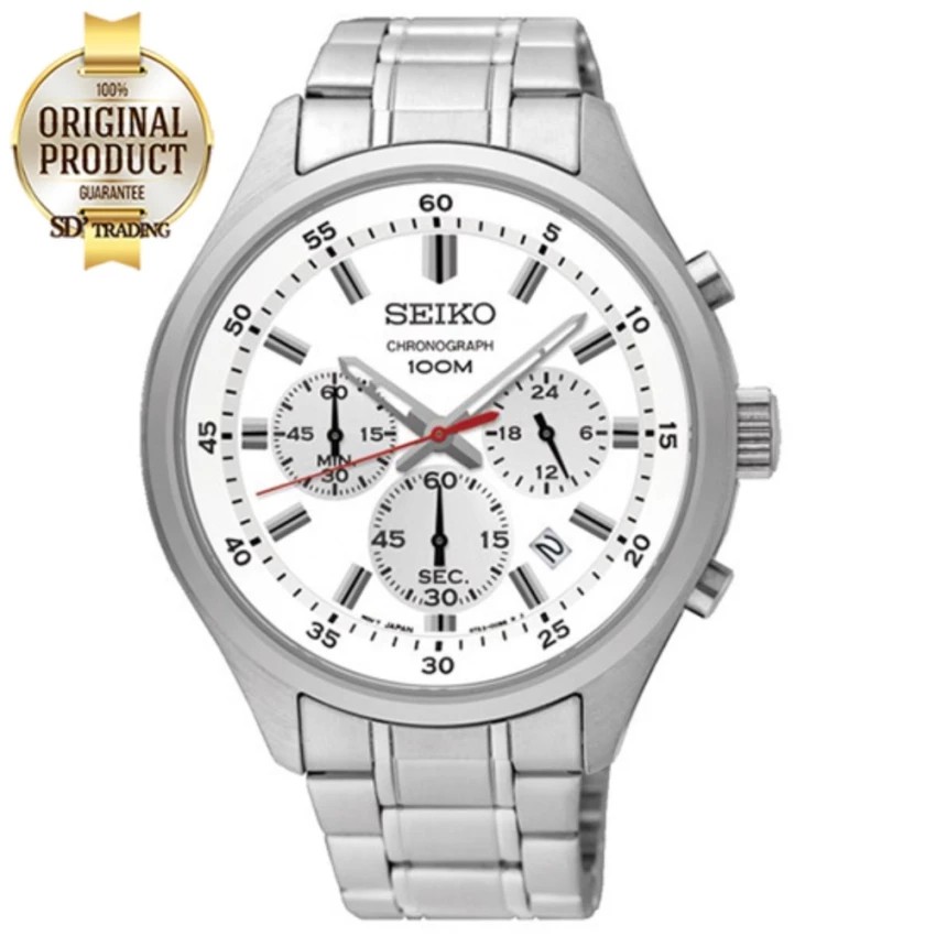 SEIKO Neo Sport นาฬิกาข้อมือผู้ชาย Chronograph สายสแตนเลส หน้าขาว รุ่น SKS583P1