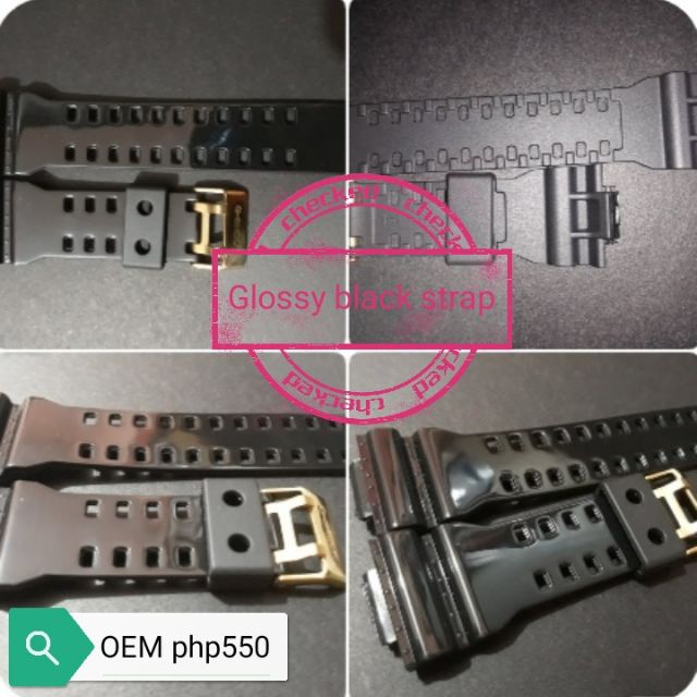 OEM strap for Gshock (glossy black/gold buckle) MOQI Shopee Thailand