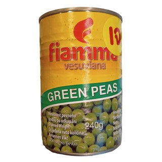 Fiamma vesuviana green peas 240g.ฟีมมาเวซูเวียน่าถั่วลันเตา 240 กรัม  วัตถุดิบ อาหารกระป๋อง ถั่วกระป๋อง