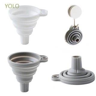 YOLO Creative Liquid  Dispensing  Funnel Mini Kitchen Gadgets Funnel Portable Silicone Long Neck White Grey Collapsible Folding Household Utensils/Multicolor