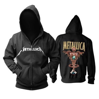 เสื้อกันหนาว มีฮู้ด ผ้าฝ้ายแท้ แต่งซิป ลาย Metallica 21 แบบ เหมาะกับของขวัญวันเกิด สไตล์พังก์ร็อค สําหรับผู้ชาย