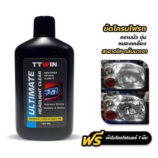 ผลิตภัณฑ์ขัดไฟหน้าพลาสติกและพลาสติกชุบโครเมี่ยม 125 ml ฟรี ผ้าไมโครไฟเบอร์ 1 ผืน