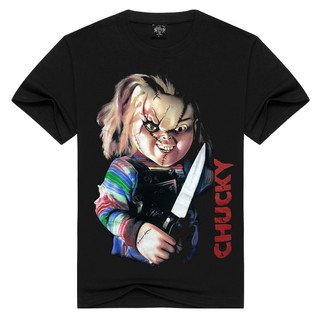 เสื้อยืดแขนสั้นผ้าฝ้ายพิมพ์ลาย 3 D สำหรับผู้ชาย ( Chucky )