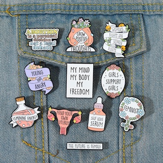 เข็มกลัด รูปการ์ตูน Feminist Lapel Pin Uterus ของขวัญสําหรับเพื่อน เสื้อผ้า