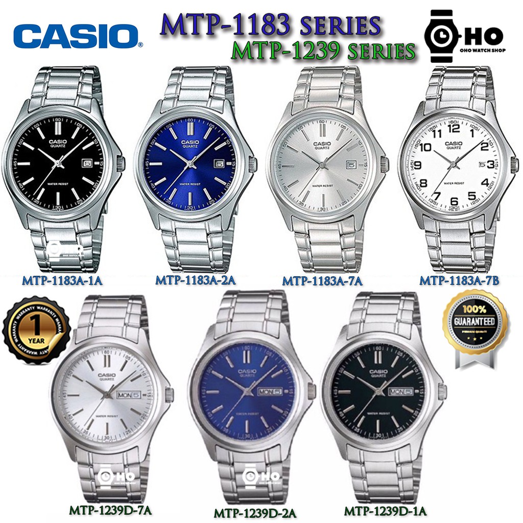 Casio MTP-1183A,MTP-1183A-1,MTP-1183A-2A,MTP-1183A-7 MTP-1239 MTP-1239D-1,MTP-1239D-2 นาฬิกาข้อ สายสแตนเลส ของแท้100%