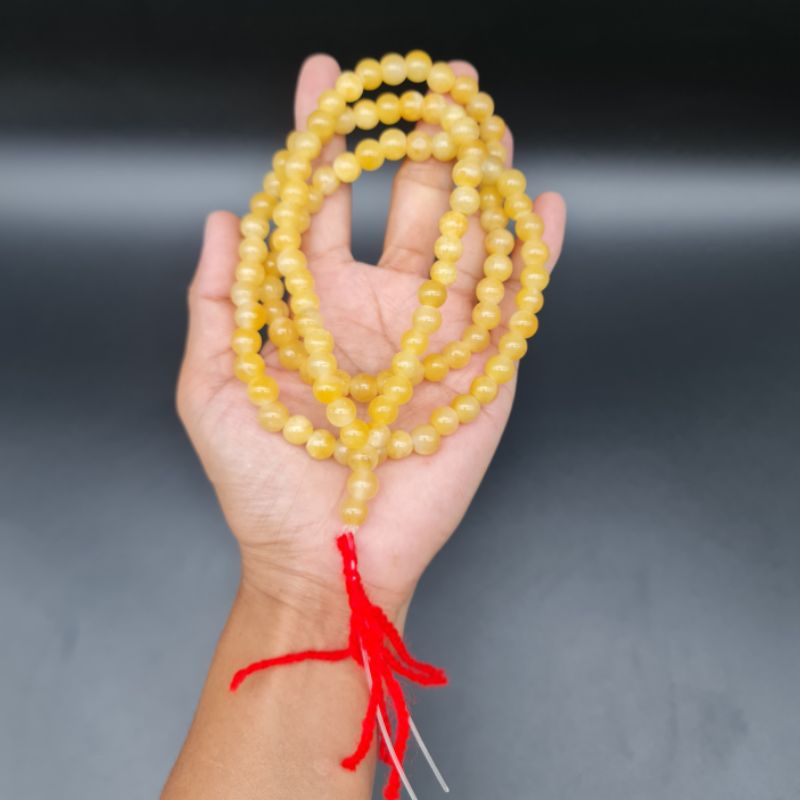 สร้อยประคำหินธรรมชาติ 108 เม็ด ขนาด 8-9 มิล/ขนาด 12 มิล สีเหลือง