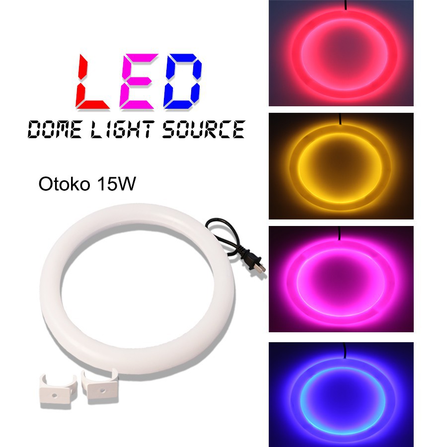 หลอดไฟ ไฟนีออนกลม LED 15W วงกลม มีหลายสีให้เลือก LED Dome light source หลอดไฟแอลอีดี