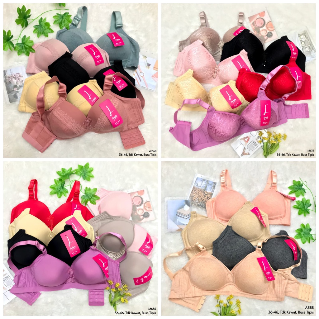 KATUN RVC - JUMBO Bra 36-46 โฟมบางไม่มีลวด 3, 4 ตะขอ Lydyly Plain Cotton Bra ชุดชั้นในผู้ใหญ่ชุดชั้น