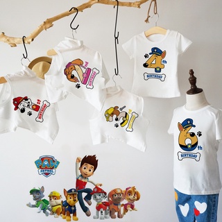 เสื้อยืดแขนสั้น พิมพ์ลายการ์ตูน Paw Patrol Birthday Number สําหรับเด็กผู้ชาย และเด็กผู้หญิง