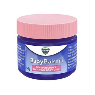 Vicks Baby Balsam 50g. - วิคส์ เบบี้ บัลแซม  วิคสูตรเบบี้อ่อนโยนสำหรับเด็กและทารกอายุ 3 เดือนขึ้นไป