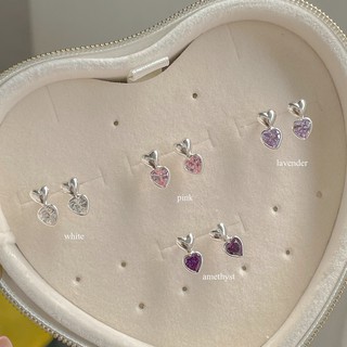 SissyJewelry // ต่างหูเงินแท้ รุ่น Double heart stud หัวใจจิ๋ว มี 5 สี ต่างหูแฟชั่น