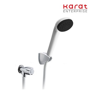 Karat Faucet ก๊อกเดี่ยวติดผนัง พร้อมฝักบัวสายอ่อนสีขาว รุ่น EC-04-476B-11