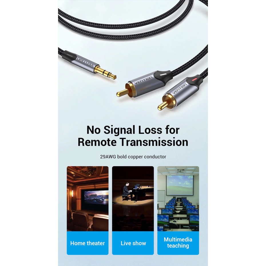 Vention (BCN) Cotton RCA Cable 3.5mm to 2RCA Splitter RCA Jack 3.5 Cable RCA Audio Cable for Smartph