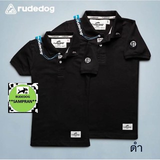 rudedog เสื้อโปโล  ชาย หญิง  รุ่น run away สีดำ