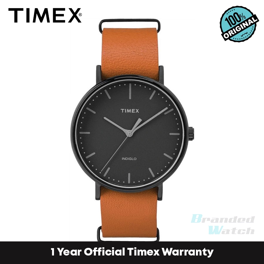 Timex TW2P91400 นาฬิกาข้อมือควอตซ์ อะนาล็อก สายหนัง สีน้ําตาล สําหรับผู้ชายและผู้หญิง