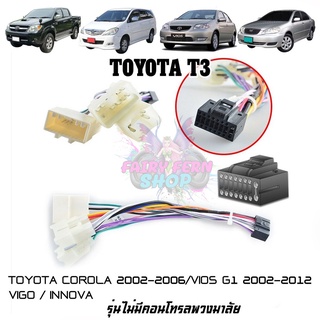 ปลั๊กตรงรุ่นจอแอนดรอย TOYOTA-T3 ไม่ต้องต่อสาย เสียบเข้ากับชุดไฟและลำโพงรถเดิมได้ มาพร้อมคอนโทรลพวงมาลัย 16pin