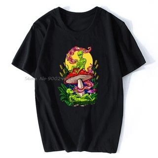 เสื้อยืด ผ้าฝ้าย พิมพ์ลายการ์ตูน Psychedelic Magic Mushroom Aliens สไตล์ฮาราจูกุ สําหรับผู้ชาย และผู้หญิงS-5XL