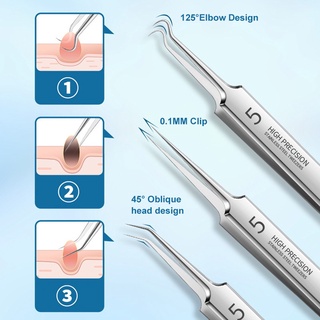 Salorie 3 ชิ้น / เซต เครื่องมือกําจัดสิวหัวดํา สิวเสี้ยน แหนบสิว รูขุมขน ทําความสะอาดผิวหน้า เครื่องมือดูแลผิวหน้า