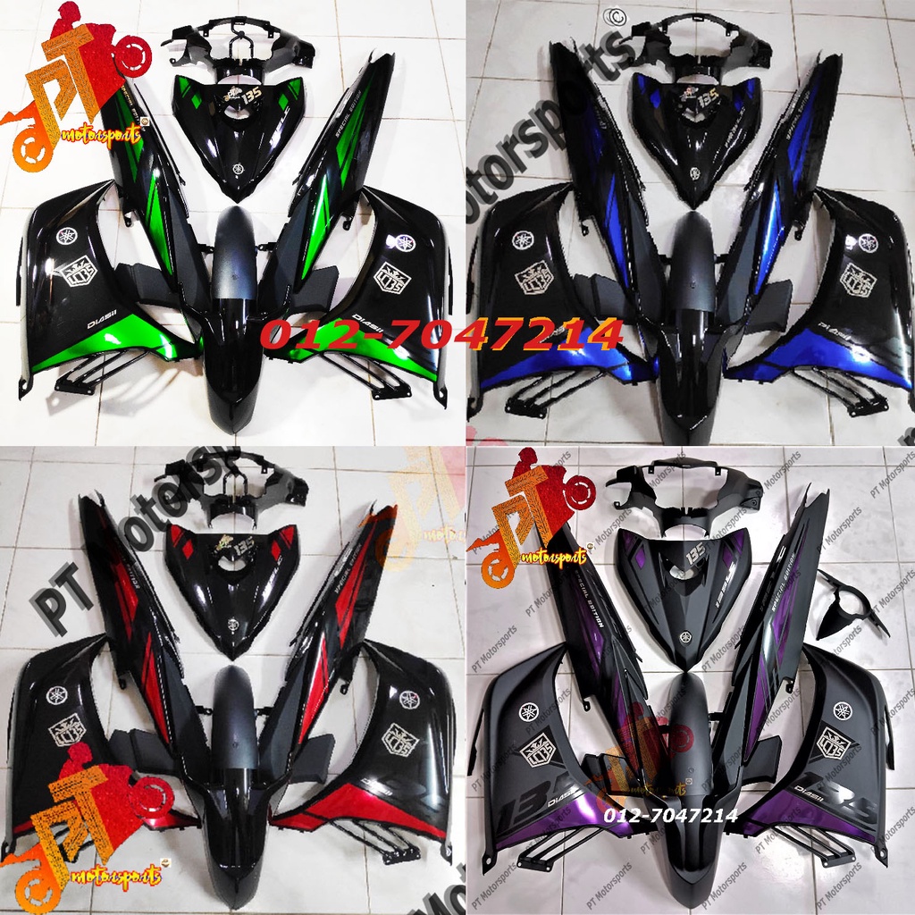 Yamaha LC 135 LC 135 Black Kilat / Matt Black Cover Set Special Edition Sticker Black Purple 135 V2 