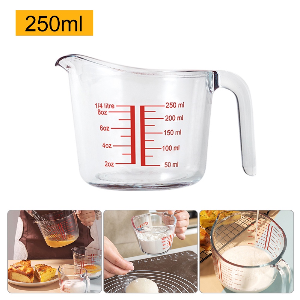 250ml แก้วตวง แก้วตวงพิมพ์สเกล ถ้วยตวง เหยือกตวง สามารถอุ่นได้