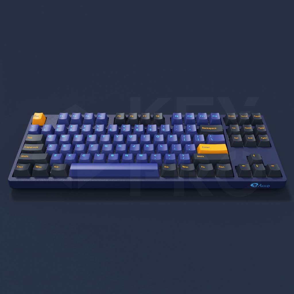คีย์บอร์ด AKKO รุ่น Horizon 3087DS V2 TKL สีน้ำเงิน เหลือง ขนาด 87% Akko Switch Mechanical Keyboard