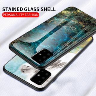 เคสโทรศัพท์แบบบางพิเศษไล่โทนสี Samsung S10 Lite Note 10 Lite 2020 A81 A91 A31 A71 5G A51 M31 Marble Ultra-Thin Gradient Tempered Glass Back Cover Phone Case