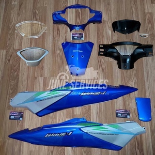 ชุดสี wave125 i บังลม 11 ชิ้น (แปลงวิบาก) สีน้ำเงินเทา ติดลาย i ปี2003น้ำเงิน