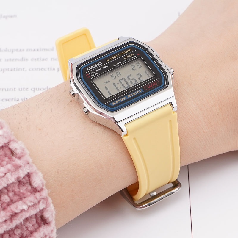 สายนาฬิกาข้อมือ TPU นิ่ม สีดํา สําหรับ Casio F-91W F84 F105 108 A158 A168 AE-1200 1300