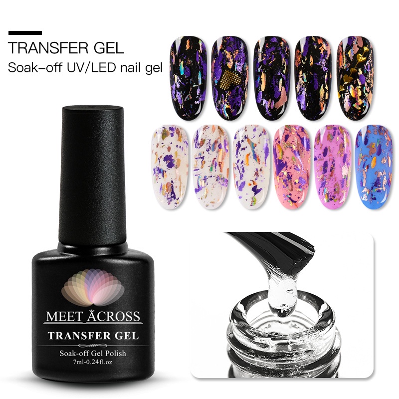 MEET ACROSS Nail Art Transfer Foil Gel Nail Polish Set Starry Sky Paper  Adhesive Gel Lacquer Tools For Manicure | Shopee Thailand