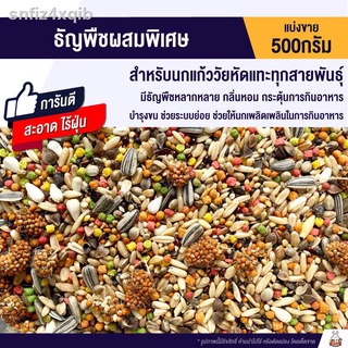 ธัญพืชสูตรผสมพิเศษ สำหรับนกแก้ววัยหัดแทะ (แบ่งขาย 500g.)