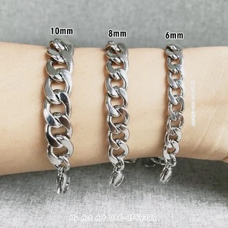 สร้อยข้อมือ สแตนเลส 6-10 mm เลสข้อมือ สร้อยข้อมือโซ่ สร้อยข้อมือแสตนเลสแท้ราคาถูก No.6