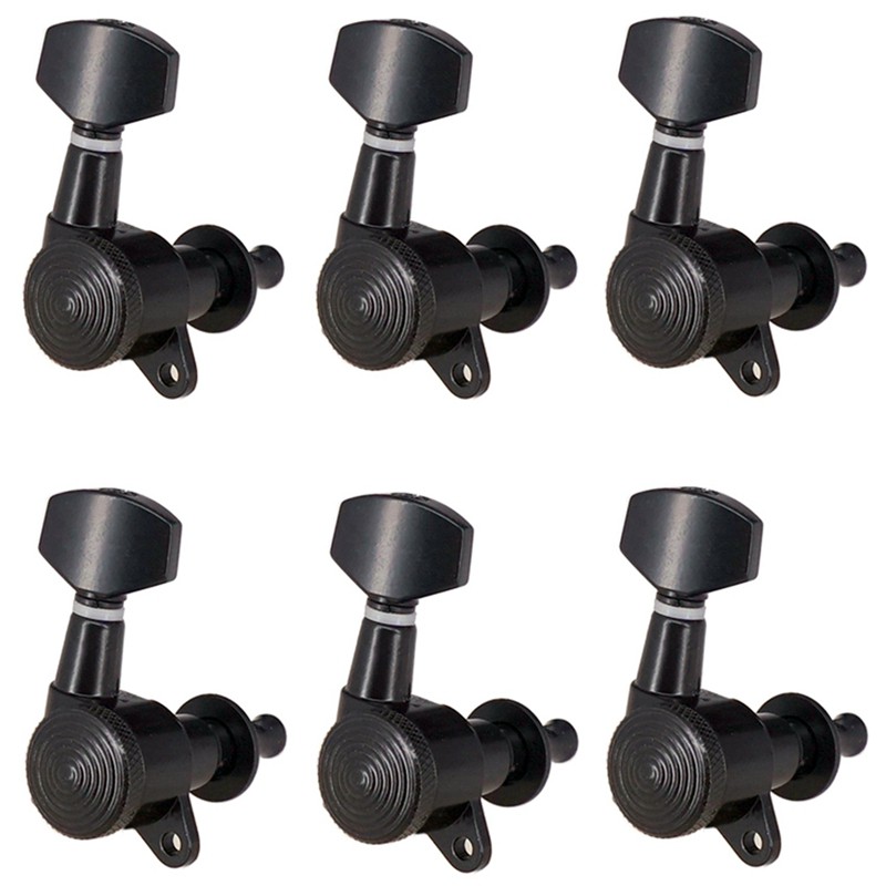 6 Pcs 6R Black Locked String Tuning Pegs Key Tuners Machine Heads & 6 ...