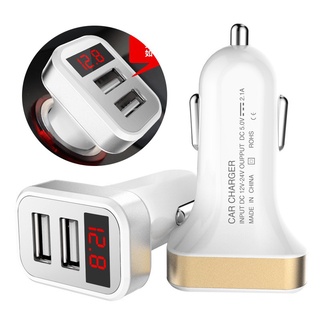 หัวชาร์จเร็ว 5 in 1 ที่ชาร์จแบตในรถ 2 พอร์ตจอแสดงผล LCD 12-24 โวลต์ ที่จุดบุหรี  USB Car charger 2 port 2.1Aรหัส (C15)