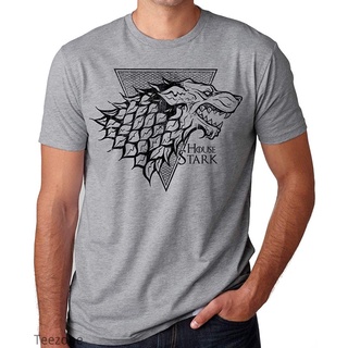 เสื้อยืดสีขาวเสื้อยืดคอกลม แขนสั้น ผ้าฝ้าย พิมพ์ลาย Game of Thrones Stark Sigil Direwolf แฟชั่นฤดูร้อน สําหรับผู้ชายS-4X