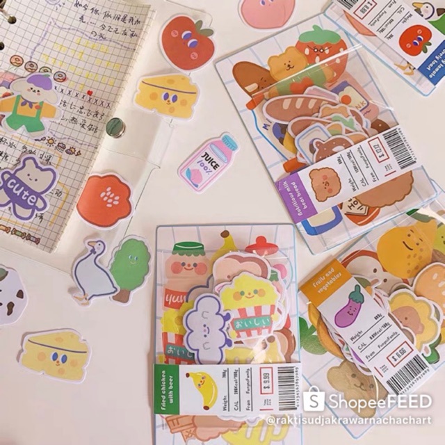 สติ๊กเกอร์ลายน่ารักมาใน Theme: supermarkets packaging งับฮี่! mk