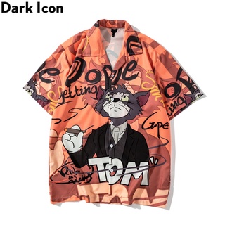 Dark ICON เสื้อเชิ้ต คอปก แขนสั้น พิมพ์ลาย สไตล์ฮาวาย แฟชั่นฤดูร้อน สําหรับผู้ชาย 2022