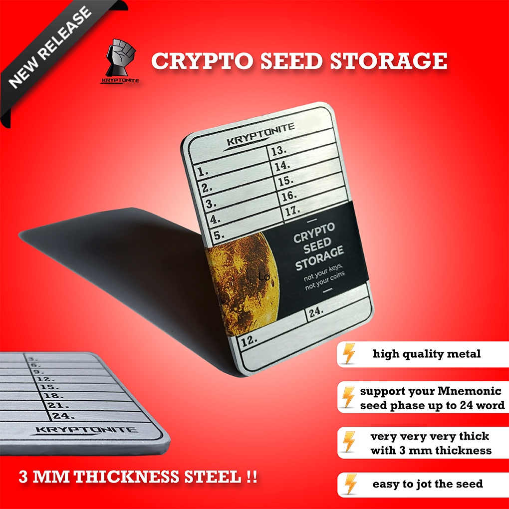 Kryptonite Cryptosteel หนาพิเศษ3 มม!! Cryptocurrency seed storage Crypto Steel แผ่นเหล็กบันทึก Seed 