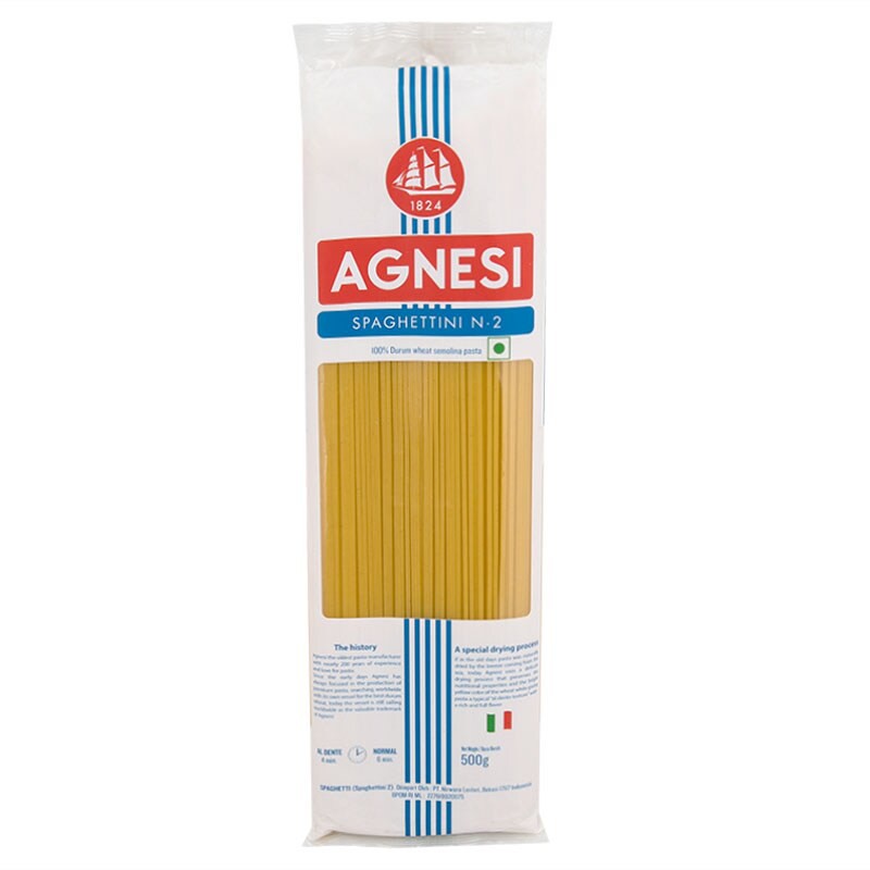 แอคเนซีสปาเก็ตตี้เบอร์2 500กรัม Agnesi Spaghetti No.2 500g.