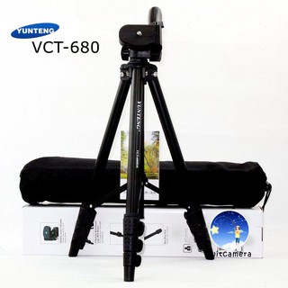 ของแท้100% YUNTENG ขาตั้งกล้อง รุ่น Yunteng VCT-680 (Black) แถมตัวหนีบมีอถือยึดได้สูงสุด105mm ส่วนสูง 145ซม.