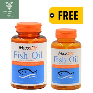 Maxxlife Fish oil 90 capsules แถม 30 capsules