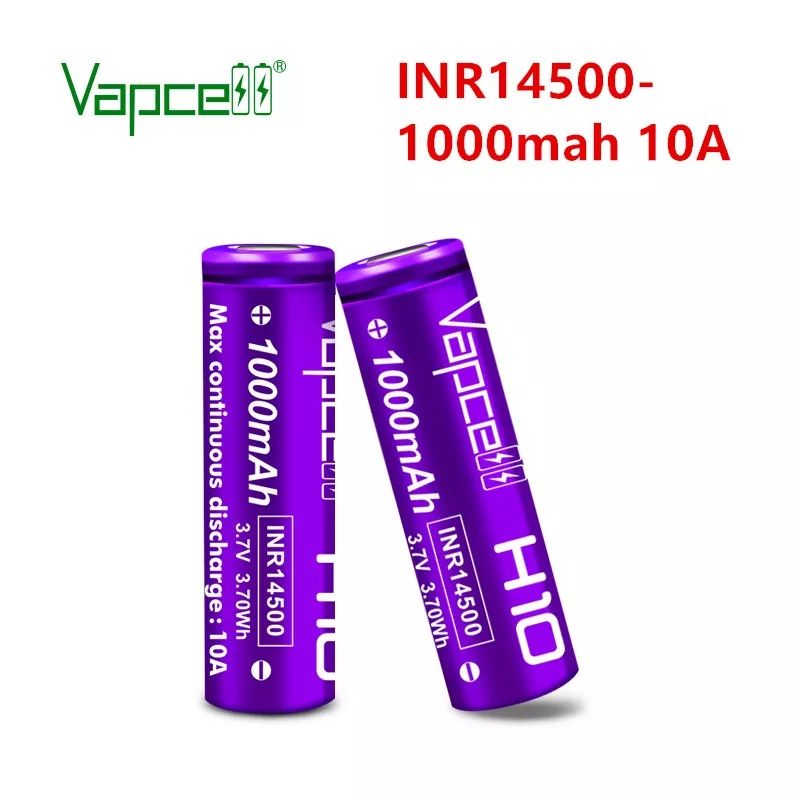 ถ่านชาร์จ Vapcell 14500 3.7V หัวเรียบและหัวนูน(ราคาต่อ1ก้อน)