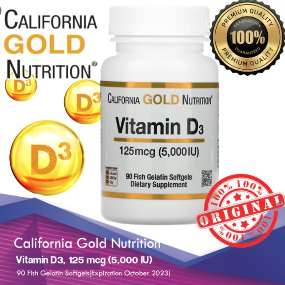 วิตามินดีเข้มข้น 5000IU 120 / 360เม็ด California Gold Nutrition Vitamin D3 เสริมภูมิต้านทาน บำรุงกระ