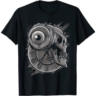 เสื้อยืด พิมพ์ลายหัวกะโหลก Time of Death Gothic สไตล์พังก์ สําหรับผู้ใหญ่Size S-5XL