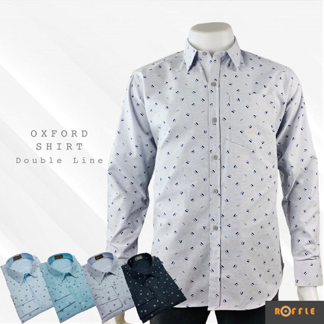 เสื้อเชิ้ตคอปก ผ้าอ๊อกฟอร์ด เข้ารูป แขนยาว