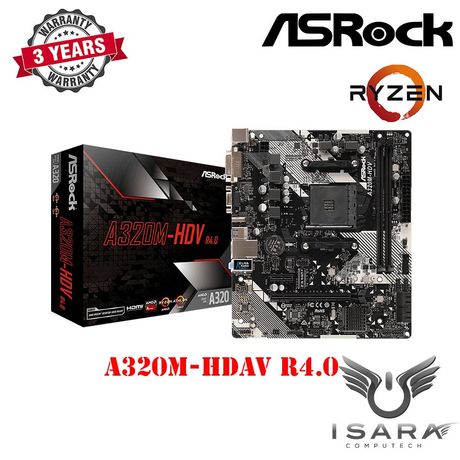 MAINBOARD (เมนบอร์ด) AM4 ASROCK A320M HDV R4.0