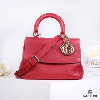 DIOR FLAP RED LEATHER GRAIN GHW