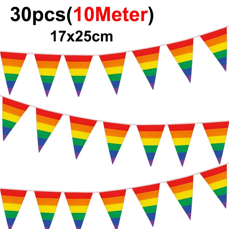 ธงราวสามเหลี่ยม ธงราวสีรุ้ง ธงราว ธงสามเหลี่ยม ธงหลากสี Rainbow LGBT PRIDE Pennant Pendant Bunting String Flag Deco ราคา ถูกที่สุด ดีลบีเคเค แกลเลอรีภาพที่ 2
