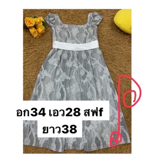 💥Recommend 👍❗️❗️Pastel Gray Floral dress 👗 🔥เดรสใส่ไปงาน อก34 sizeM งานดี ผ้าเนื้อดี ใหม่มาก ใส่ไป1 ครั้ง