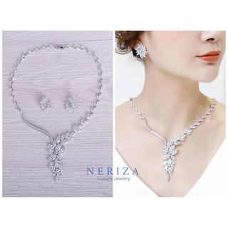 Neriza Jewelry/ชุดเครื่องประดับเจ้าสาวเพชรสังเคราะห์เกรดพรีเมี่ยม ประกายเทียบเท่าเพชรแท้จัดส่งฟรีNSW027