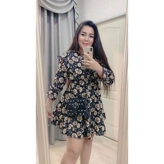 มินิเดรสสั้น จั้มเอวแขนยาว อก38-46 เอว36-44 สพ.ฟรีไซส์ 50+ ยาว36